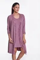 Dámská bambusová košilka TAMARA s županem XL Borůvková