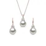 Sada šperků s perlami a diamanty v růžovém zlatě KLENOTA