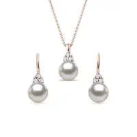 Sada šperků s perlami a diamanty v růžovém zlatě KLENOTA