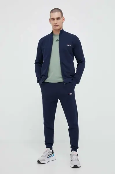 Bavlněná tepláková souprava Fila tmavomodrá barva