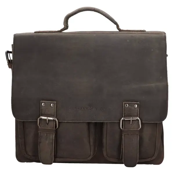 Pánská kožená aktovka Greenwood Diones - šedá