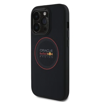 Zadní kryt Red Bull PU Leather Red Ring MagSafe pro Apple iPhone 14 Pro, navy