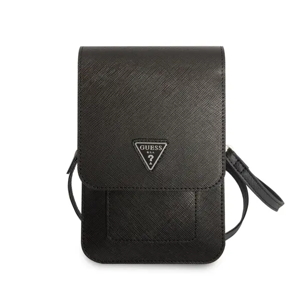 Taška Guess PU Saffiano Triangle Logo Phone Bag, černá