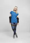 Women's sporty blue T-shirt with extended shoulder