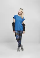 Women's sporty blue T-shirt with extended shoulder