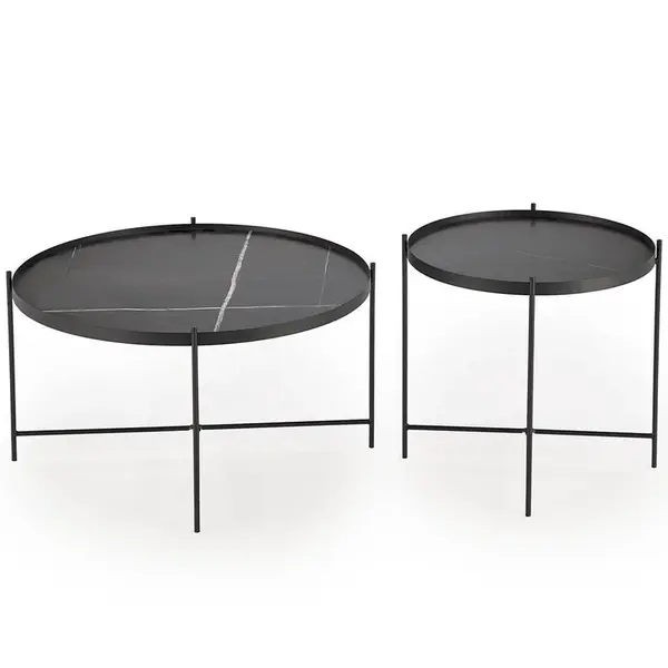 Konferenčný stolík Julieta čierna mramor/čierna