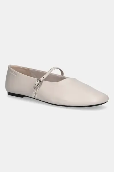 Kožené balerínky Calvin Klein OBLIQUE BALLERINA MJ LTH HDW