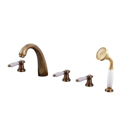 Vaňová batéria RAV Slezák MORAVA so sprchovacím setom stará mosadz MK576.0PSM