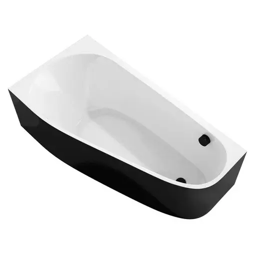 Polysan PROJEKTA L MONOLITH asymetrická vaňa 156x77 cm akrylát ľavá čiernobiela 20111MB