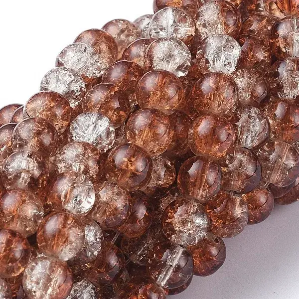 Baking Paint Crackle Glass Bead Strands