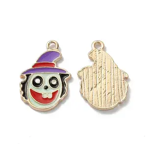 Halloween Light Gold Tone Alloy Enamel Pendants