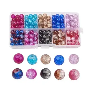 Round Transparent Crackle Glass Beads