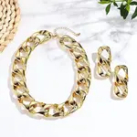 CCB Plastic Oval Link Chain Necklaces & Stud Dangle Earrings Sets