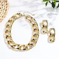 CCB Plastic Oval Link Chain Necklaces & Stud Dangle Earrings Sets