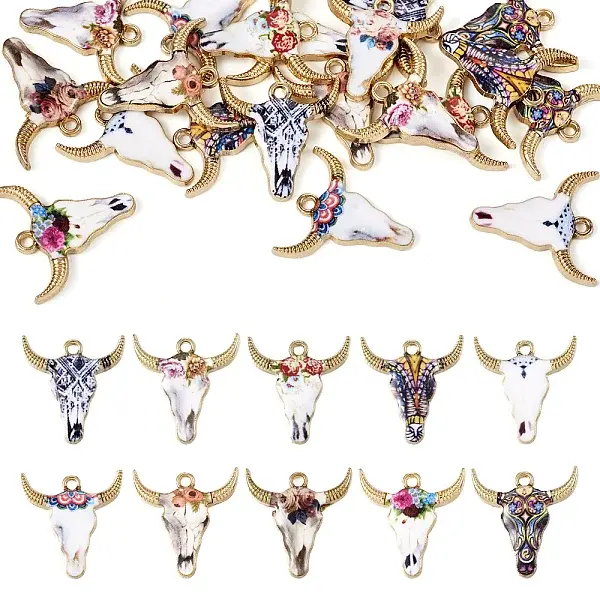 20Pcs 10 Styles Zinc Alloy Enamel Pendants