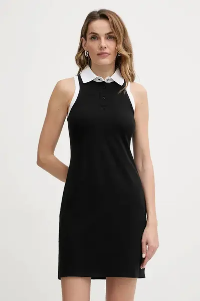 Bavlněné šaty Karl Lagerfeld IKON černá barva, mini, B1W13032