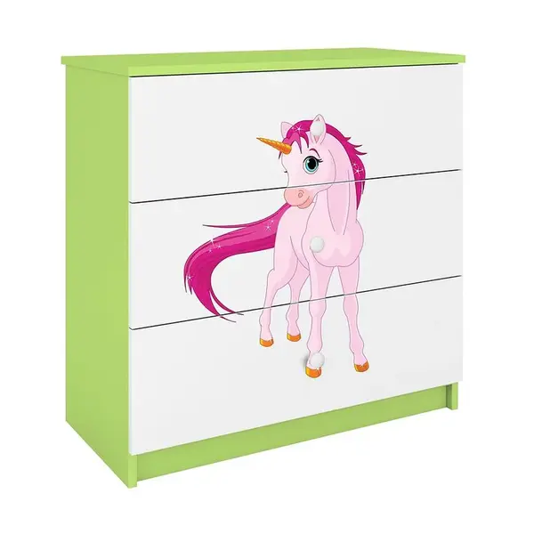 Detská komoda Babydreams zelená – Jednorožec