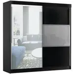 Šatní skříň se zrcadlem Rumba 200 Černá Lesk