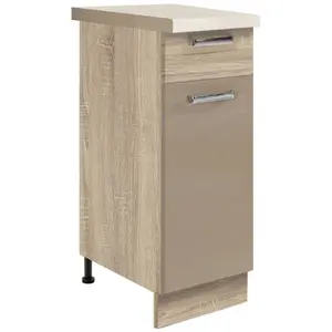 Kuchynská skrinka Premio 1D sonoma/biely/cappuccino lesk