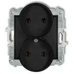 Zásuvka dovojitá B/U čierna mat 12MGPR-2 mini