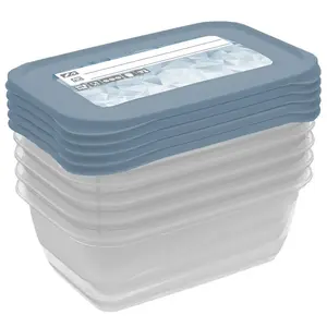 Sada 5ks obdélníkových dóz, modrá s potiskem 15,5x10,5x6 0,5 l