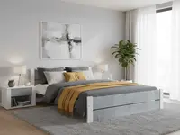 Postel IKAROS DOUBLE 120 x 200 cm, beton/bílá Rošt: S lamelovým roštem, Matrace: Matrace Sommera 18 cm