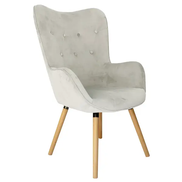 Světle šedé sametové křeslo COZY