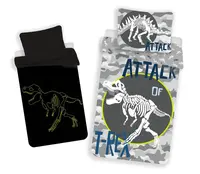 Svietiace bavlnené obliečky TYRANOSAURUS T-REX sivé Rozmer obliečky: 70 x 90 cm | 140 x 200 cm