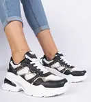 Gemre Black women's sneakers decorated with glitter Sandoria