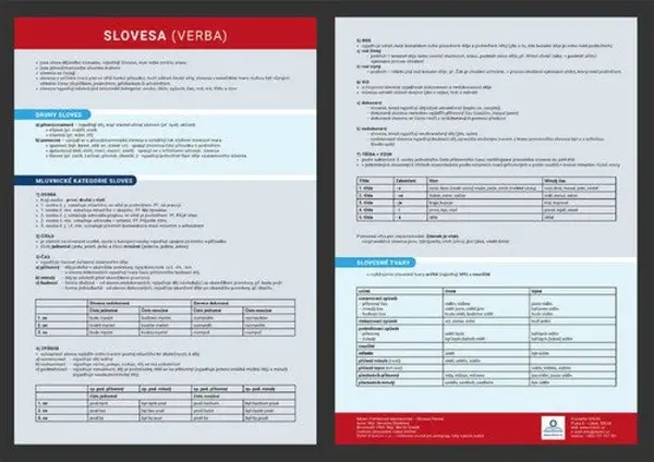 Slovesa - Přehledová tabulka učiva - Veronika Štroblová