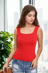 60108 Dewberry Womens Sleeveless Blouse - Strappy Tank Top-RED
