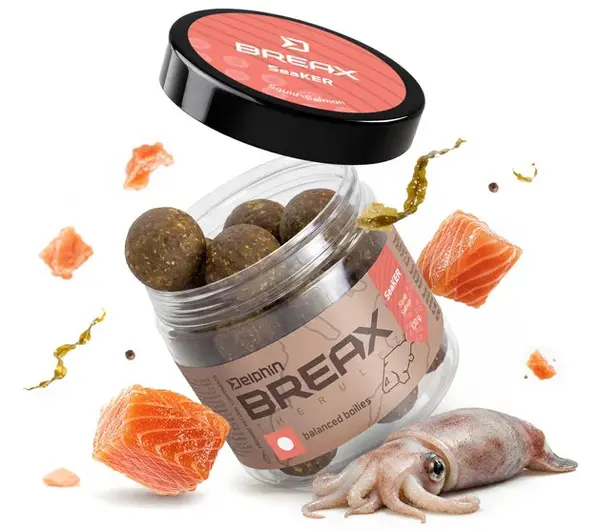 Delphin vyvážené boilies breax seaker kalmar losos 100 g - 20 mm
