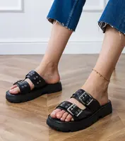 D/CEO Black flat sandals with buckles on straps Liluna