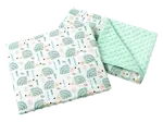 Medi Partners Quilt 55x75 + pillow 35x30 cotton + minky – Mint hedgehogs + minty minky