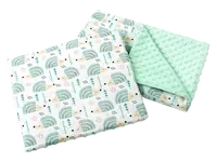 Medi Partners Quilt 55x75 + pillow 35x30 cotton + minky – Mint hedgehogs + minty minky