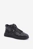 Kožené Zateplené Botky Sneakersy Pánské Lee Cooper Černé