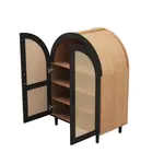 Modfu BOTNÍK z MDF a dřevotřísky 70x100x40 cm přírodní/černý se 2 ratanovými dvířky, 3 policemi a tlumeným dovíráním