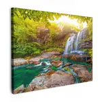 MuchoWow OBRAZ NA PLÁTNĚ Příroda - Vodopád - Rostliny - Stromy - Slunce 80x60 cm