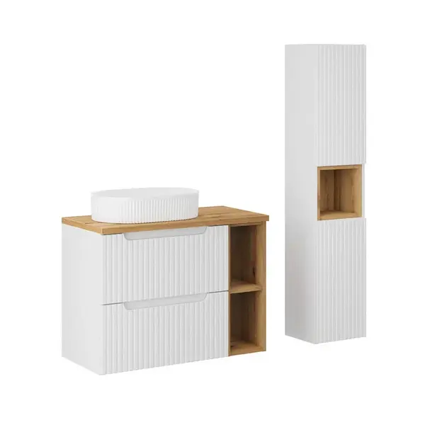 Petits-meubles KOUPELNOVÝ NÁBYTEK 80.4cm Riva 2er-Set Bílá a dřevo
