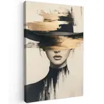 MuchoWow OBRAZ NA PLÁTNĚ Žena - klobouk - barva 80x120 cm