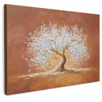 MuchoWow OBRAZ NA PLÁTNĚ Abstraktní - Strom - Bílý - Listy 90x60 cm
