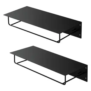 ML-DESIGN NÁSTĚNNÝ VĚŠÁK, sada 2 ks, 60 x 30 x 15 cm, černý, kovový