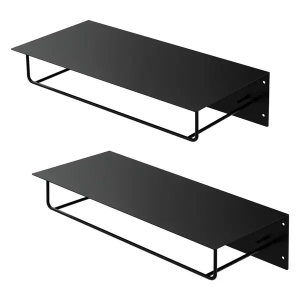 ML-DESIGN NÁSTĚNNÝ VĚŠÁK, sada 2 ks, 60 x 30 x 15 cm, černý, kovový