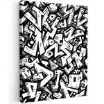 MuchoWow OBRAZ NA PLÁTNĚ Tvary - písmena - graffiti - černá 30x40 cm
