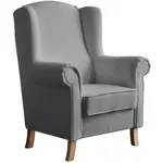 Beautysofa KŘESLO UŠÁK Leonardo šedé, bouclé látka