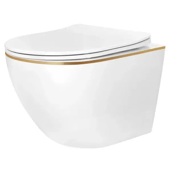 Závesná WC misa Carlo Mini Tornado Gold Edge