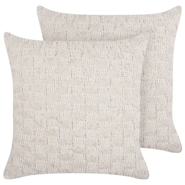 Beliani DEKORATIVNÍ polštář sada 2 ks Béžový 45/45 cm Basalim