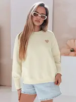 Bluza damska oversize z sercami LOVELISA ecru Dstreet