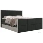 MKS POSTEL BOXSPRING DELNOR KING DUO 160/200 - Tmavě šedá Strukturovaná látka - Topper Visco - H4