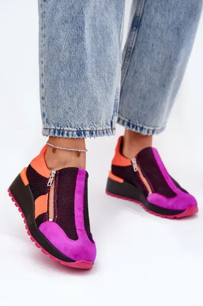 Kožené sneakersy na klínu Maciejka Černé